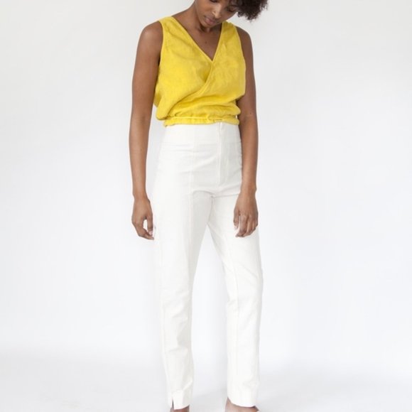 esby apparel Pants - esby apparel beige high waisted cigarette pants